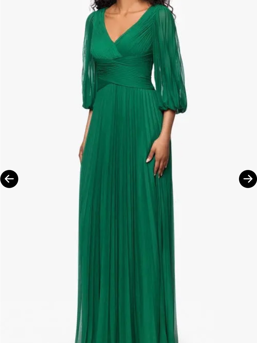 Adam Emerald Green Pleated V-Neck Maxi Dress - Picture 3 of 7
